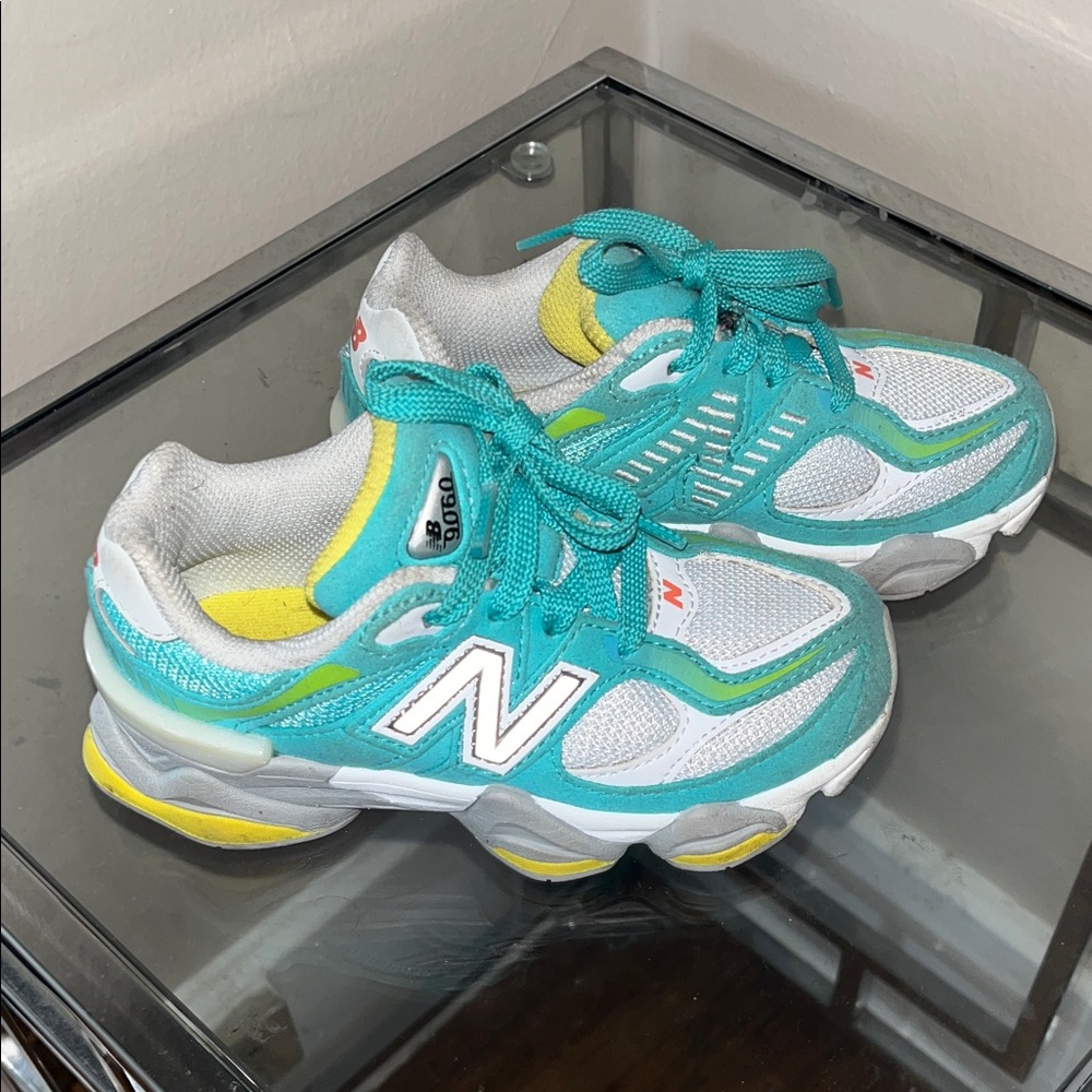 New Balance Kids' Aqua and White Sneakers